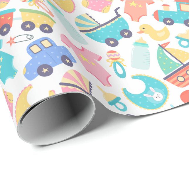Papier Cadeau C'est un Baby shower coloré (Coin rond)