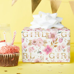 Papier Cadeau C'est un Baby shower rose vif pour fille