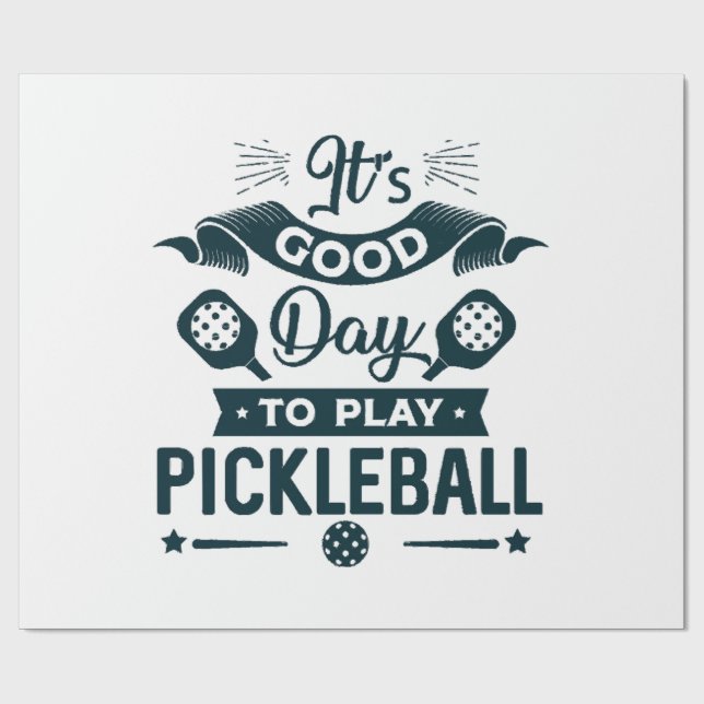 Papier Cadeau C'est un bon jour pour jouer au Pickleball (Plat)