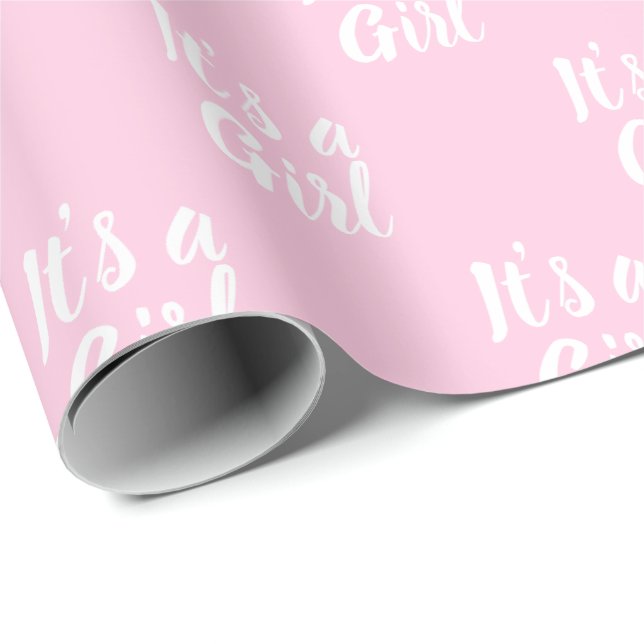 Papier Cadeau C'est un cadeau de baby shower blanc rose pâle (Coin rond)