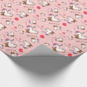Papier Cadeau C'est un lama de fille !