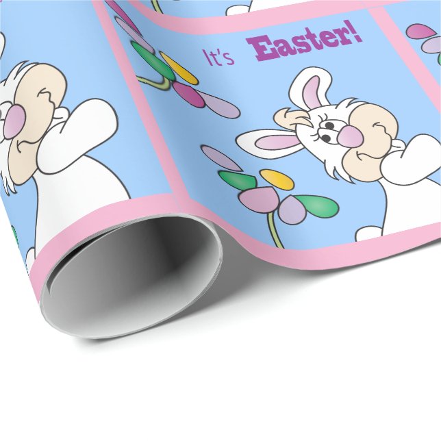 Papier Cadeau C'est un lapin de Pâques (Coin rond)