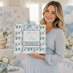 Papier Cadeau C'est un vêtement de garçon Ligne Nom Bébé 