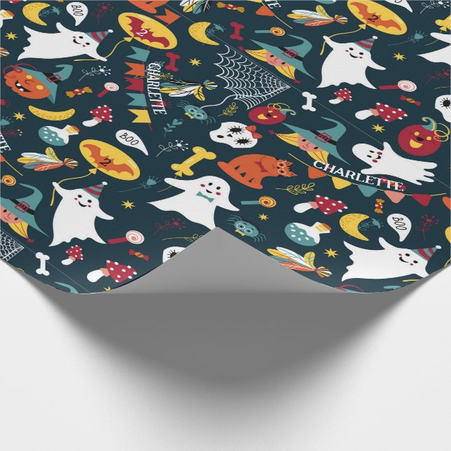 Papier Cadeau C'est une fête d'anniversaire d'Halloween Ajouter  (Coin)