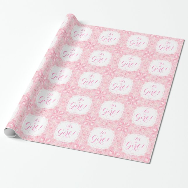 Papier Cadeau "C'est une fille ! "Papier d'emballage cadeau (Déroulé)