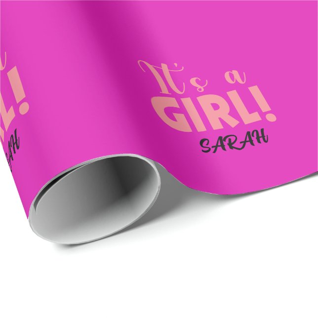 Papier Cadeau C'est une fille Sarah (Coin rond)
