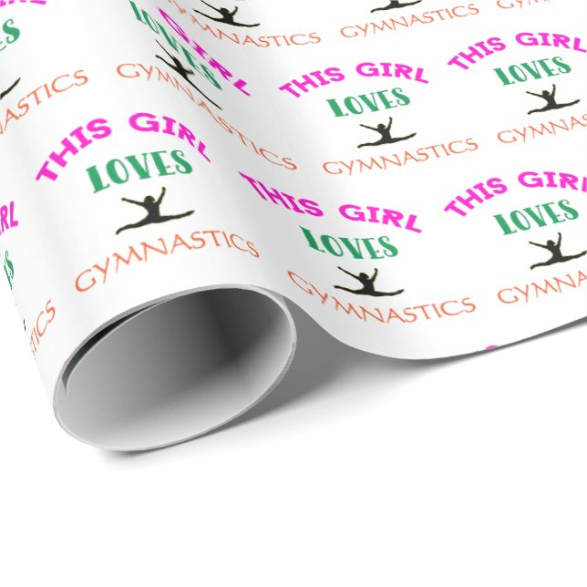 Papier Cadeau Cette Fille Aime La Gymnastique Citation Gymnaste (Coin rond)