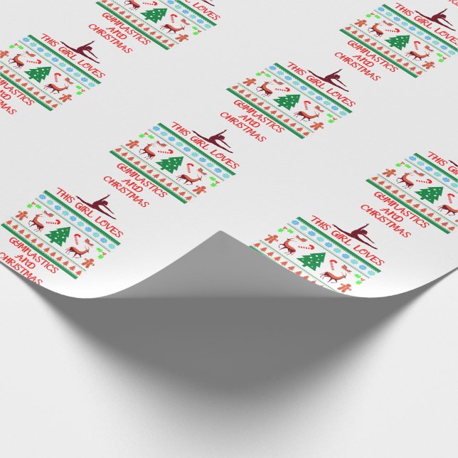 Papier Cadeau Cette fille aime la gymnastique et Noël (Coin)