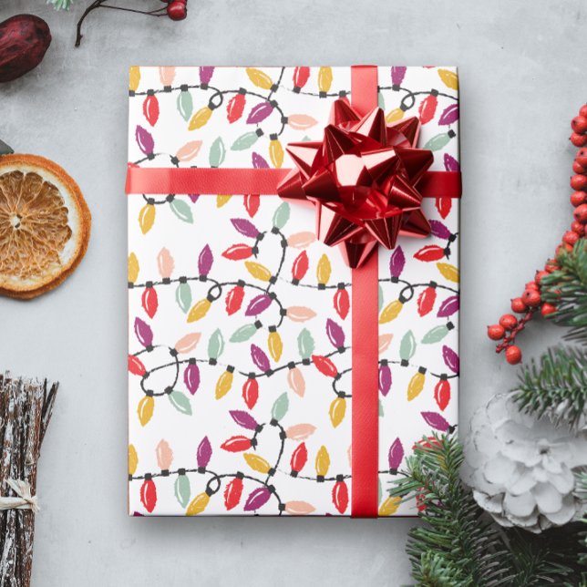 Papier Cadeau Chaîne de lumière de Noël avec vieilles ampoules d (Créateur téléchargé)