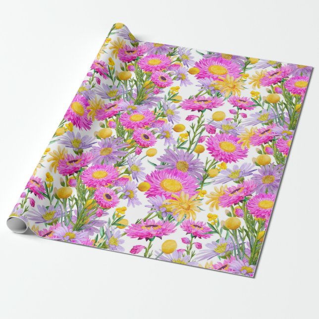 Papier Cadeau Chalet d'été Jardin Blanc (Déroulé)