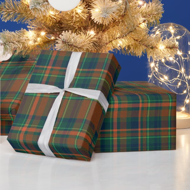 Papier Cadeau Chaleureuse flanelle bleu marine et orange plaid (Vacances)
