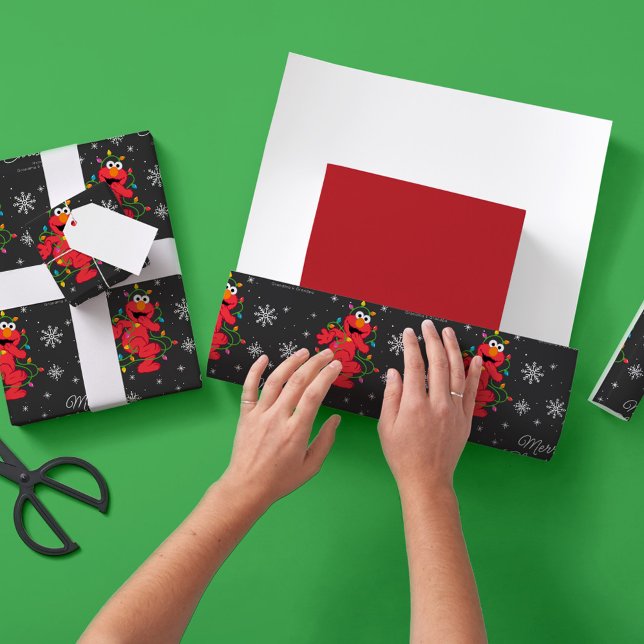 Papier Cadeau Chalkboard de Noël Elmo Joyeux Personnalisé (Créateur téléchargé)