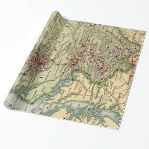 Papier Cadeau Champ de bataille vintage Map (1912) de guerre