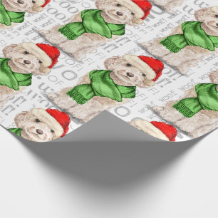 Papier Cadeau Champagne Cockapoo Noël Vacances Papier d'envelopp