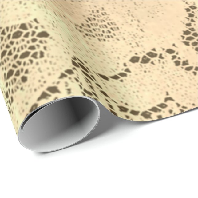Papier Cadeau Champagne Métallurgique Luxe Dentelle Florale Bron (Coin rond)