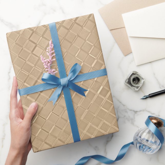 Papier Cadeau Champagne Motifs de diamant métallique (Cadeaux)