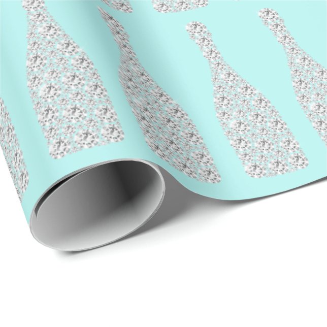 Papier Cadeau Champagne Swarovski Crystals Bouteilles en diamant (Coin rond)