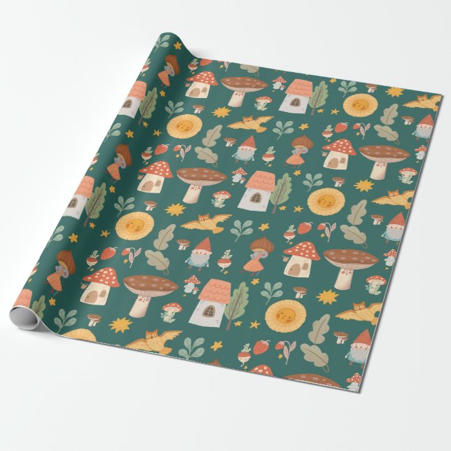 Papier Cadeau Champignon forestier (Déroulé)