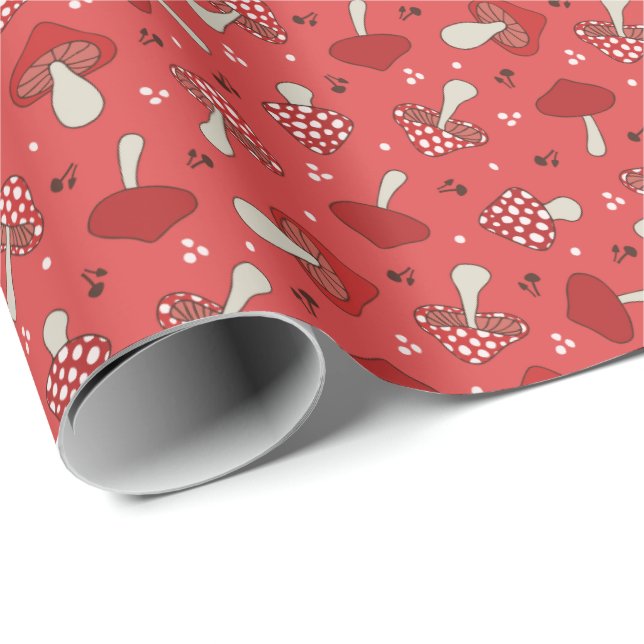 Papier Cadeau Champignons (Coin rond)