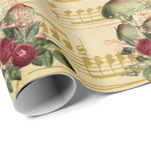 Papier Cadeau Champignons Antique Peony Purple Chanson Notes mus