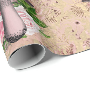 Papier Cadeau Champignons Bois rose Vintage Rose Damas