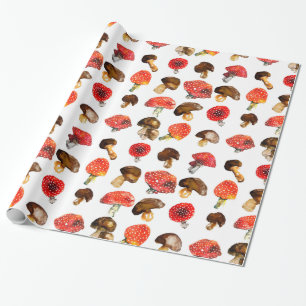Papier Cadeau Champignons d'aquarelle motif de chute