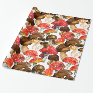 Papier Cadeau Champignons d'aquarelle motif de chute