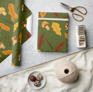 Papier Cadeau Champignons d'automne