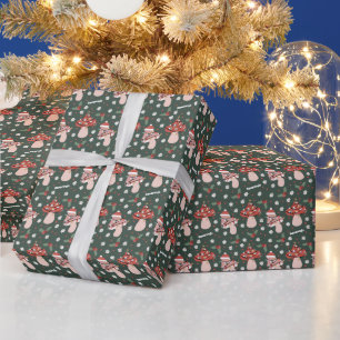 Papier Cadeau Champignons de Noël personnalisés