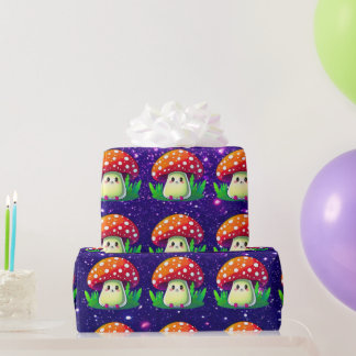 Papier Cadeau Champignons Gardien Cute Charme Thème Inspiré