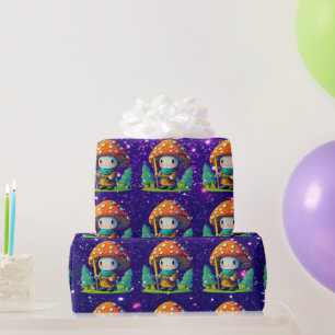 Papier Cadeau Champignons Gardien Cute Charme Thème Inspiré