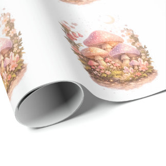 Papier Cadeau Champignons Magiques Pastel Ambiançe Féerique Cott