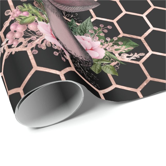 Papier Cadeau Champignons Rose Woodland rose Floral Honeycomb (Coin rond)