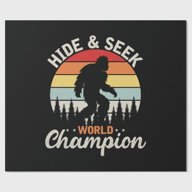 Papier Cadeau Champion du Monde de Cache-Cache de Bigfoot (Plat)