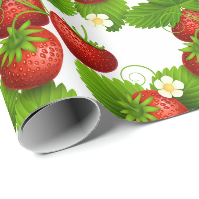Papier Cadeau Champs de fraises (Coin rond)