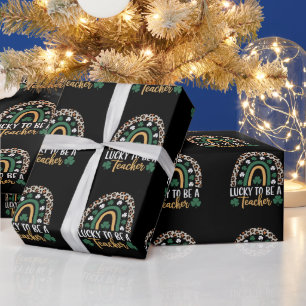 Papier Cadeau Chanceux d'être un professeur Arc-en-ciel St Patri