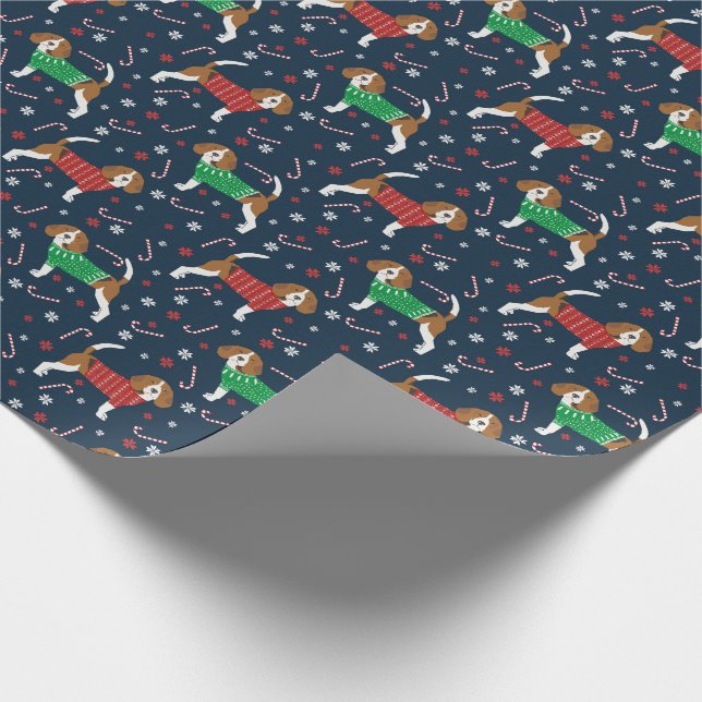 Papier Cadeau Chandail Beagle Chien de Noël (Coin)