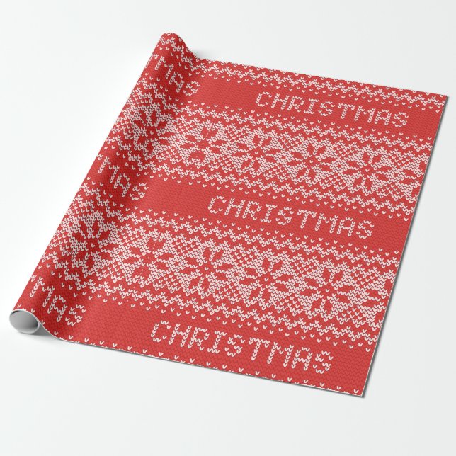 Papier Cadeau Chandail De Noël Cosy Rouge Et Blanc (Déroulé)