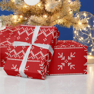 Papier Cadeau Chandail de Noël en bonnet Rouge Poinsettia