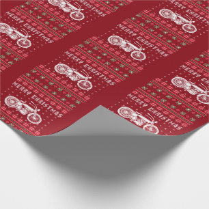 Papier Cadeau Chandail laid de Noël de moto vintage