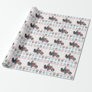 Papier Cadeau Chandail laid de Noël de vieille de motard moto d