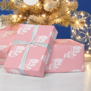 Papier Cadeau Chandelle de Noël rose élégant et élégant Poinsett