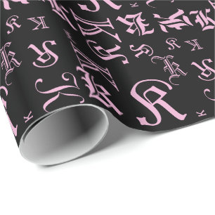 Papier Cadeau CHANGER MONOGRAM Style de lettre noire Toutes les 