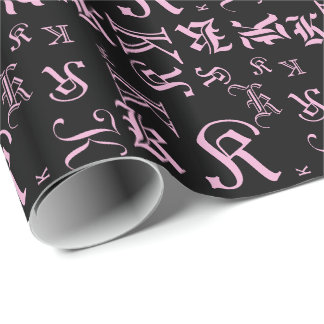 Papier Cadeau CHANGER MONOGRAM Style de lettre noire Toutes les