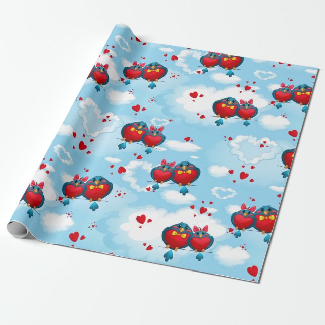 Papier Cadeau Chanson Birds Love Motif (Déroulé)