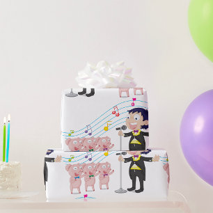 Papier Cadeau Chant de garçon avec chorale à trois cochons