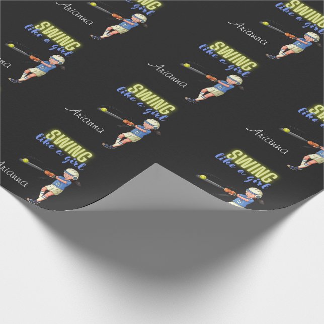 Papier Cadeau Chanter Comme Une Fille Softball (Coin)