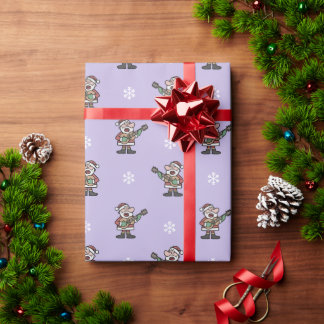 Papier Cadeau Chanter Père Noël