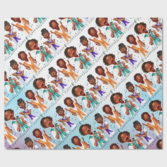 Papier Cadeau Chanteur afro-américain (Plat)