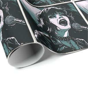 Papier Cadeau Chanteuse Punk Rock Rebel Yell Amoureux de Musique